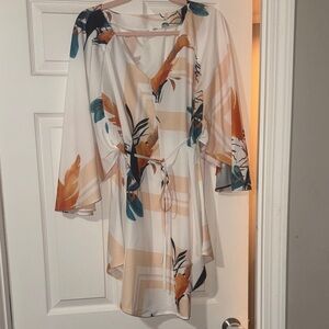 Chic Asymmetrical Women's Dress in Orange and Blue